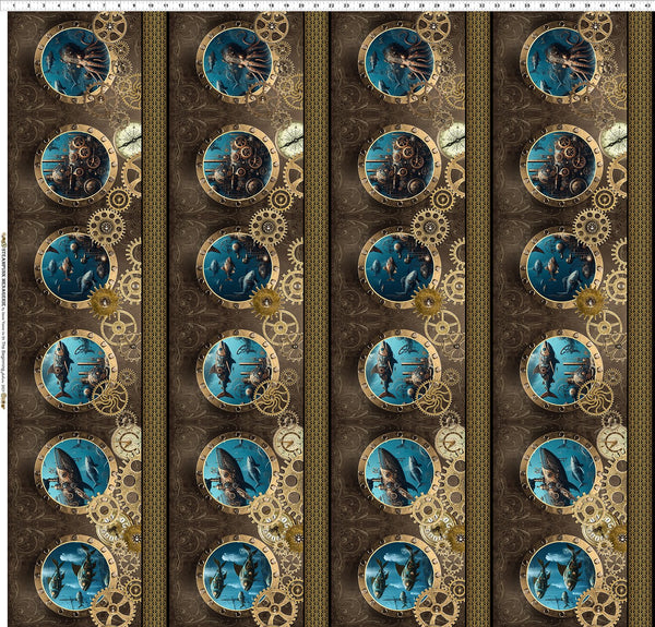 In The Beginning Steampunk Menagerie 3ST 1 Multi Border Stripe By The Yard