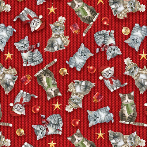 Blank Quilting Digital A Purr-fect Holiday Season 4061 88 Red Cat Toss By The Yard