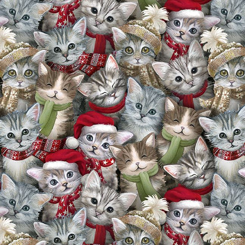 Blank Quilting Digital A Purr-fect Holiday Season 4065 98 Multi Cat Crowd By The Yard