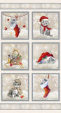 Blank Quilting Digital A Purr-fect Holiday Season 4068 48 Sand 24" PANEL By The PANEL (Not Strictly By The Yard)
