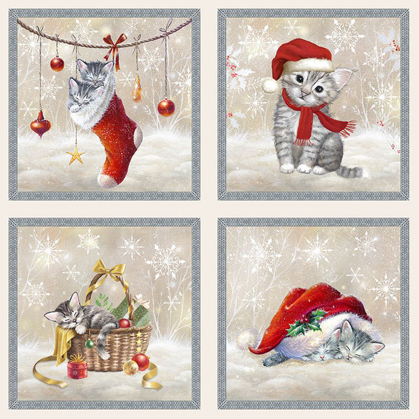 Blank Quilting Digital A Purr-fect Holiday Season 4068 48 Sand 24" PANEL By The PANEL (Not Strictly By The Yard)