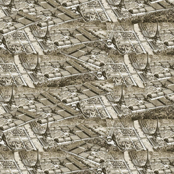 Blank Quilting Digital Paris Nights 4107 38 Sepia Map By The Yard