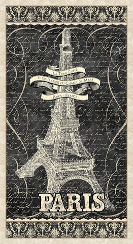 Blank Quilting Digital Paris Nights 4115P 95 Charcoal Eiffel Tower 24" PANEL By The PANEL (Not Strictly By The Yard)