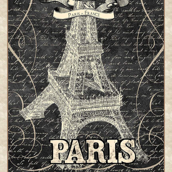 Blank Quilting Digital Paris Nights 4115P 95 Charcoal Eiffel Tower 24" PANEL By The PANEL (Not Strictly By The Yard)
