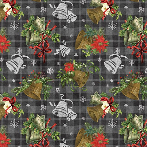 Blank Quilting Be Merry & Shine Bright 4117 95 Charcoal Christmas Bells By The Yard