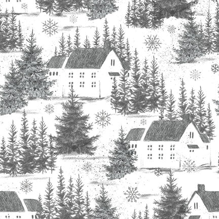 Blank Quilting Be Merry & Shine Bright 4118 01 White Winter Village By The Yard