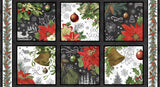 Blank Quilting Be Merry & Shine Bright 4119 95 Charcoal Christmas Blocks 24" PANEL By The PANEL (Not Strictly By The Yard)
