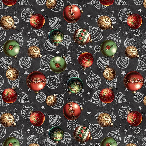 Blank Quilting Be Merry & Shine Bright 4123 95 Charcoal Christmas Ornaments By The Yard