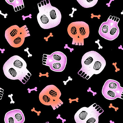 Blank Quilting Ghostly Greetings 4132 99 Black Skulls By The Yard