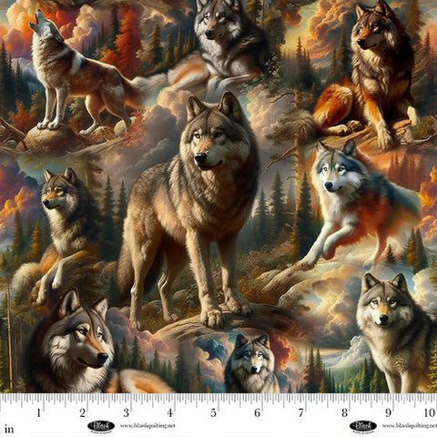 Blank Quilting Digital Wilderness Song 4181 90 Gray Wolves By The Yard