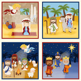 Blank Quilting Away In A Manger 4187 77 Blue Nativity Blocks 24" PANEL By The PANEL (Not Strictly By The Yard)