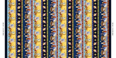 Blank Quilting Away In A Manger 4190 77 Blue Nativity Stripe By The Yard