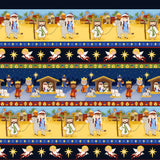 Blank Quilting Away In A Manger 4190 77 Blue Nativity Stripe By The Yard