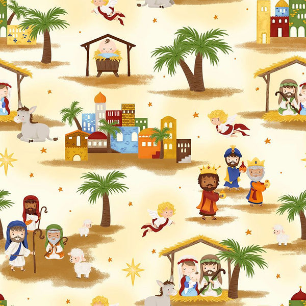 Blank Quilting Away In A Manger 4191 41 Ivory Nativity Scenic By The Yard