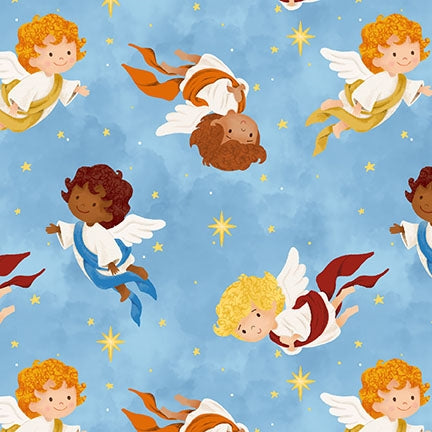 Blank Quilting Away In A Manger 4192 70 Light Blue Angels By The Yard