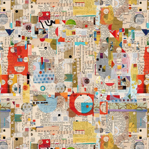 Blank Quilting Digital Spread The Word 4197 41 Parchment Newpaper with Abstract Shapes By The Yard