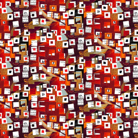 Blank Quilting Digital Spread The Word 4201 88 Red Newspaper Snippets on Abstract Shapes By The Yard