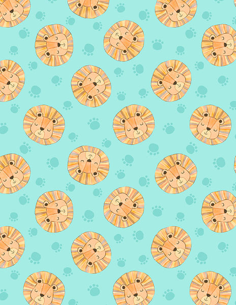 Wilmington Safari Snuggles 42032 787 Teal Lion Toss By The Yard