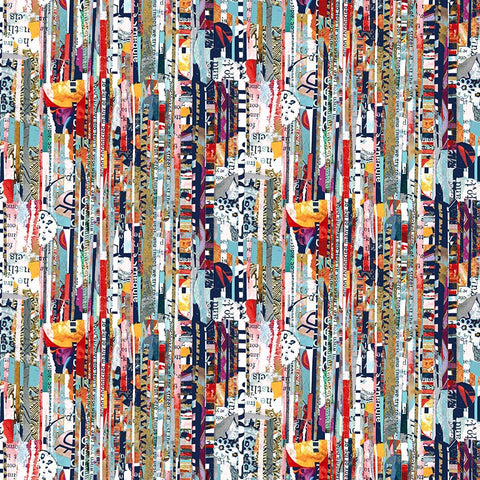 Blank Quilting Digital Spread The Word 4205 77 Blue Newspaper Mini Strips By The Yard