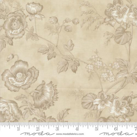 Moda - 3 Sisters Favorites Vintage Linens 44360 15 Taupe Large Floral By The Yard