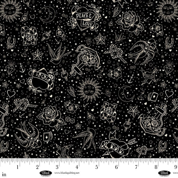Blank Quilting Ink Chronicles 4447 99 Black Tattoo Art By The Yard