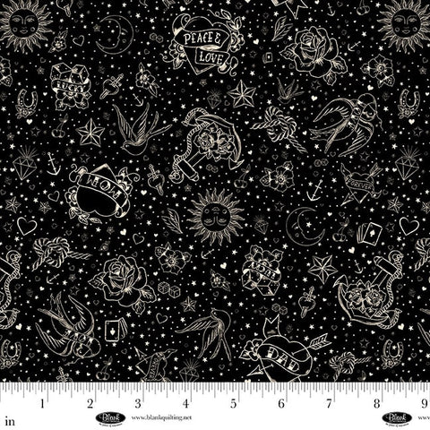 Blank Quilting Ink Chronicles 4447 99 Black Tattoo Art By The Yard