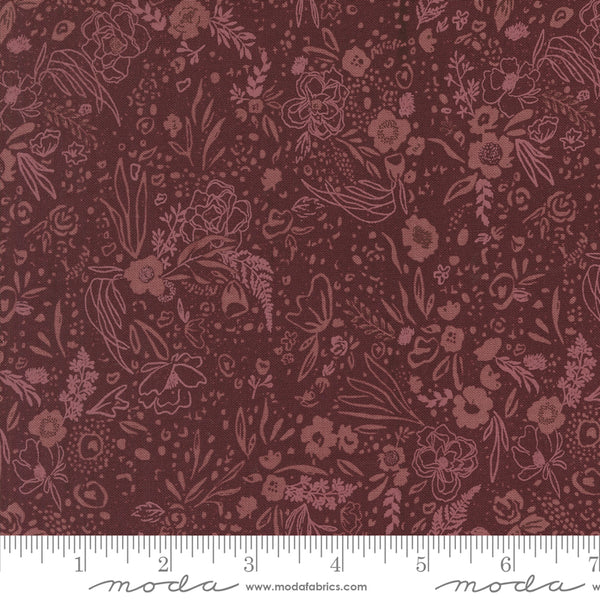 Moda Foraged Found & Hand Me Down 45636 27 Merlot Field Of Fancy By The Yard
