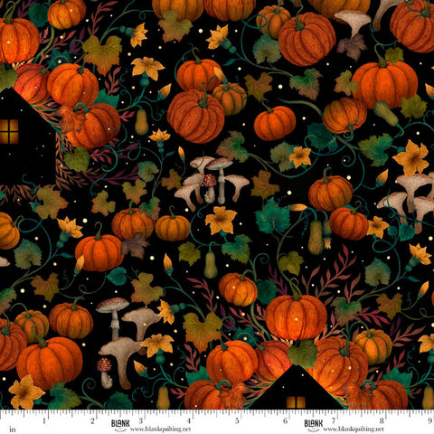 Blank Quilting Harvest Haunt 4804 99 Black Pumpkin House Silhouettes By The Yard