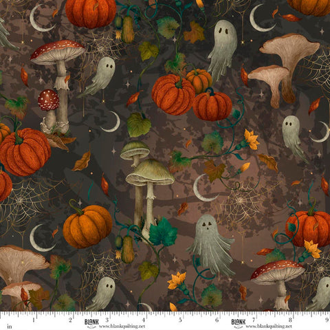 Blank Quilting Harvest Haunt 4806 97 Charcoal Mushrooms & Ghosts By The Yard