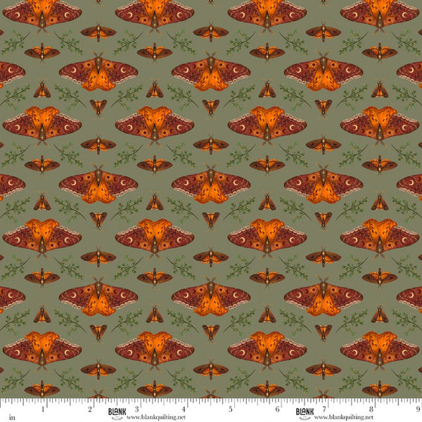 Blank Quilting Harvest Haunt 4809 66 Green Moths By The Yard