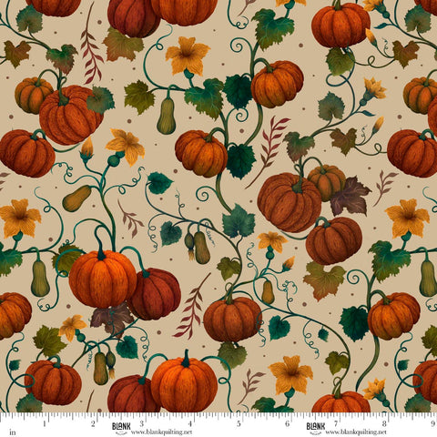 Blank Quilting Harvest Haunt 4811 41 Cream Pumpkin & Squash Vines By The Yard