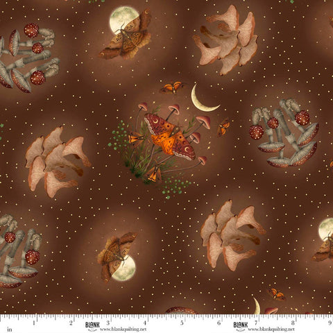 Blank Quilting Harvest Haunt 4812 39 Brown Moths & Mushrooms By The Yard