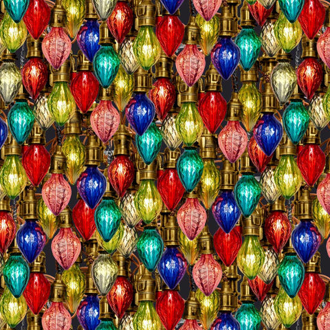 Blank Quilting Gears & Garland 4819 77 Blue Steampunk Christmas Bulbs By The Yard