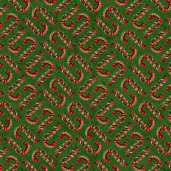 Blank Quilting Gears & Garland 4825 66 Green Steampunk Candy Canes By The Yard