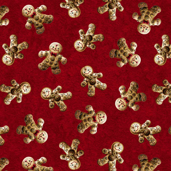 Blank Quilting Gears & Garland 4827 88 Red Steampunk Gingerbread Men By The Yard