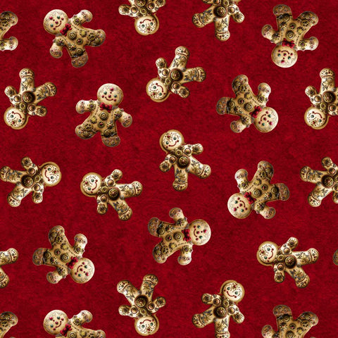 Blank Quilting Gears & Garland 4827 88 Red Steampunk Gingerbread Men By The Yard