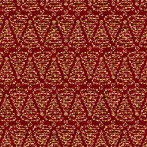 Blank Quilting Gears & Garland 4829 88 Red Steampunk Christmas Trees By The Yard