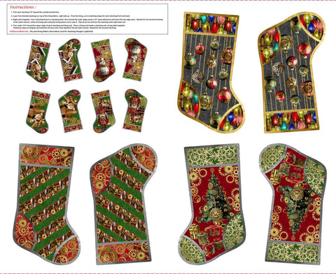 Blank Quilting Gears & Garland 4832P 88 Red Steampunk Christmas Stockings 36" PANEL By The PANEL (Not Strictly By The Yard)