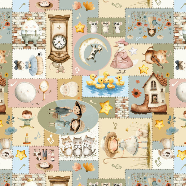 Blank Quilting Nursery Rhyme Time 4842 41 Ivory Nursery Rhyme Patchwork By The Yard