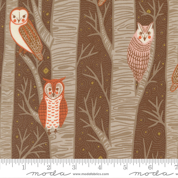 Moda Night Owl 48420 21 Cocoa Owls In Trees By The Yard