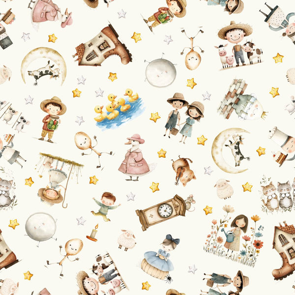 Blank Quilting Nursery Rhyme Time 4844 41 Ivory Nursery Rhyme Characters By The Yard
