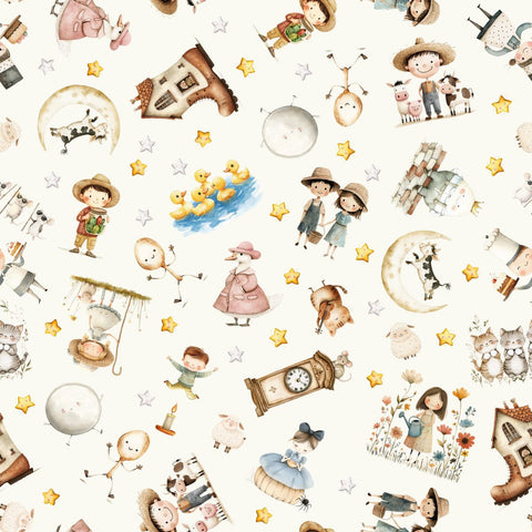 Blank Quilting Nursery Rhyme Time 4844 41 Ivory Nursery Rhyme Characters By The Yard