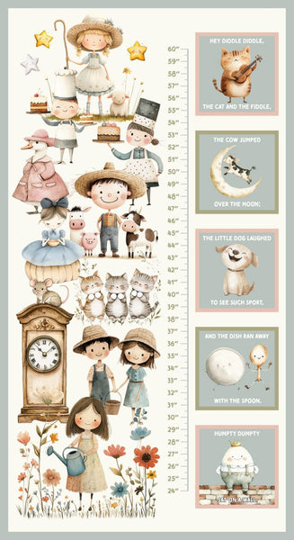 Blank Quilting Nursery Rhyme Time 4846P 41 Ivory Nursey Rhyme Growth Chart 24" PANEL By The PANEL (Not Strictly By The Yard)
