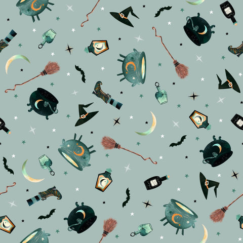 Blank Quilting Witchy Wicked 4859 11 Dusty Blue Witchy Goods By The Yard