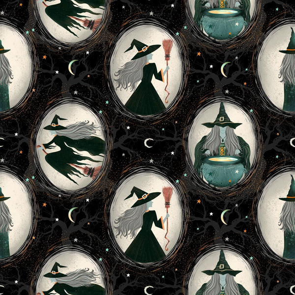 Blank Quilting Witchy Wicked 4862 99 Black Witch Cameos By The Yard
