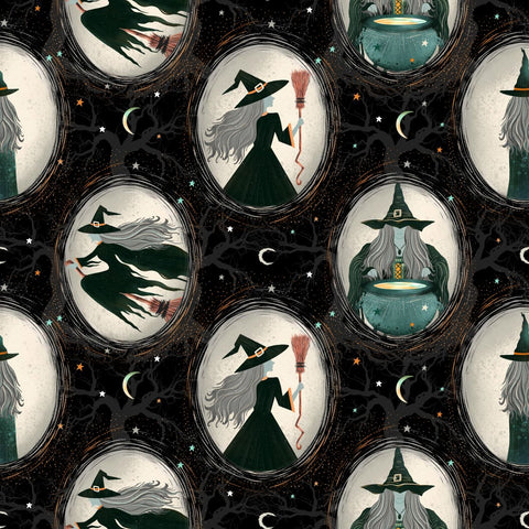 Blank Quilting Witchy Wicked 4862 99 Black Witch Cameos By The Yard