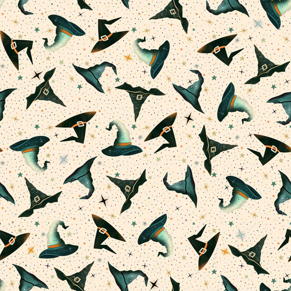 Blank Quilting Witchy Wicked 4868 41 Cream Witches Hats & Stars By The Yard
