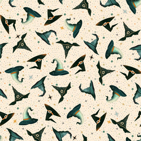 Blank Quilting Witchy Wicked 4868 41 Cream Witches Hats & Stars By The Yard