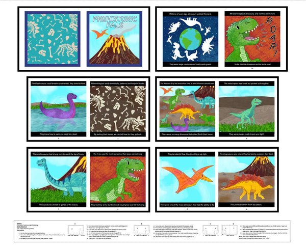 Blank Quilting Little Library 4898BP 01 Multi Prehistoric Pals Book 35" PANEL By The PANEL (Not Strictly By The Yard)