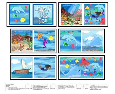 Blank Quilting Little Library 4899BP 01 Multi Under The Sea Book 35" PANEL By The PANEL (Not Strictly By The Yard)